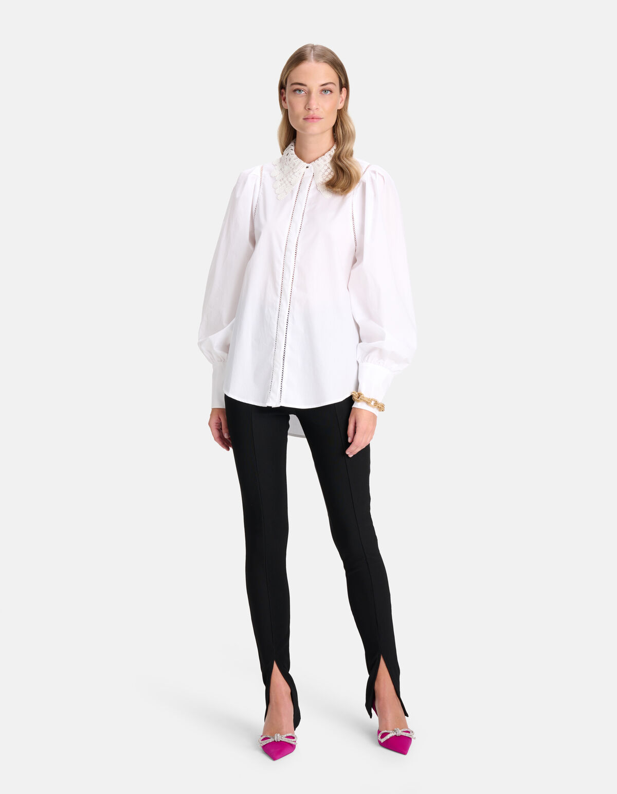 Bluse aus Spitzenpopeline Off White By Fred SHOEBY WOMEN