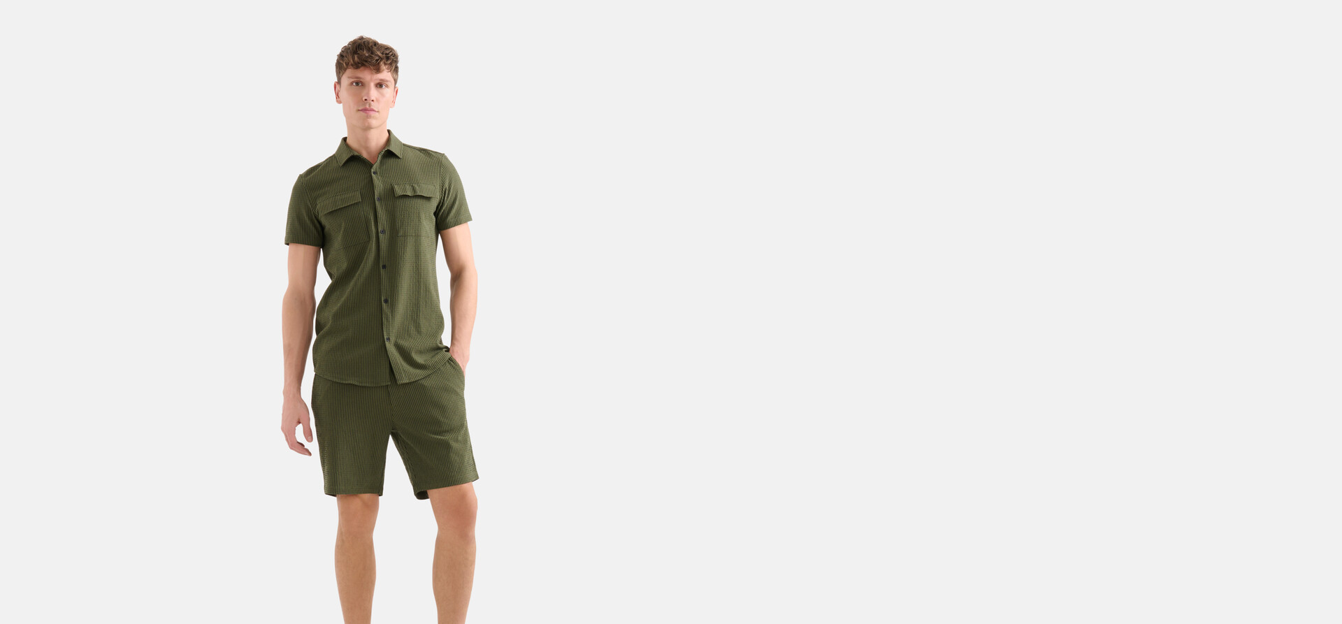Gestreifte Seersucker Short Grün SHOEBY MEN