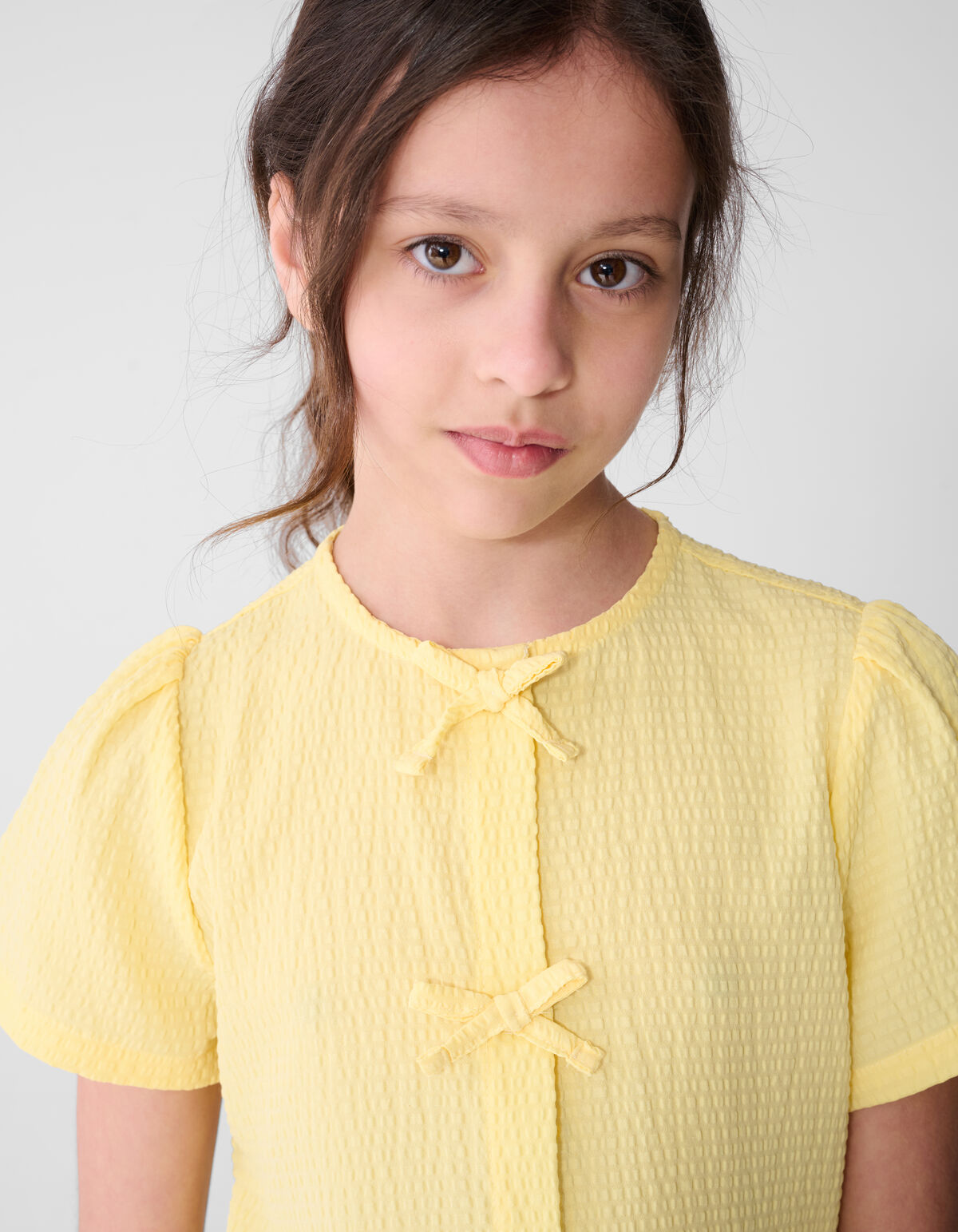 Schleifenstreifen-Bluse Hellgelb SHOEBY GIRLS