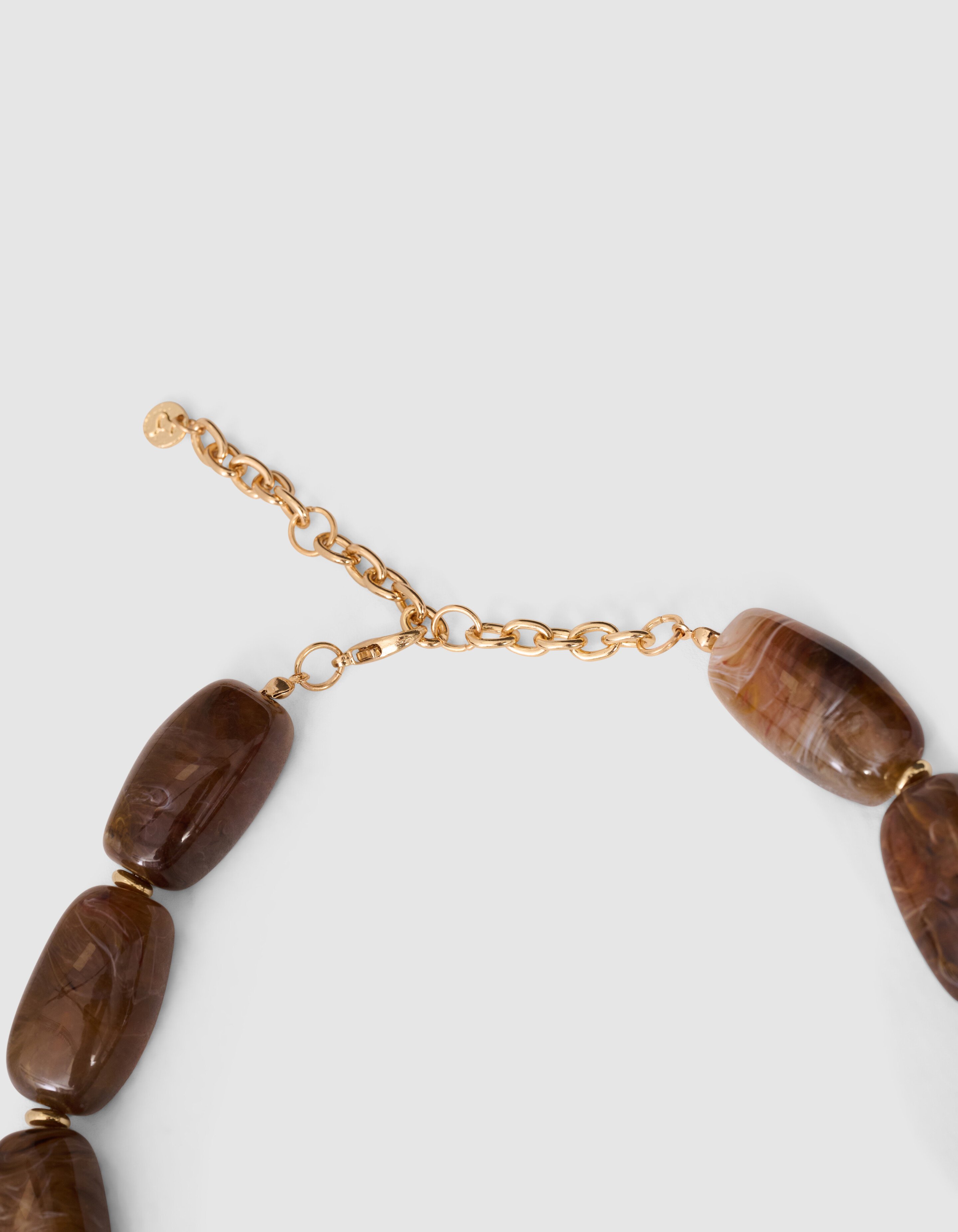 Quadratisches Perlenherz Halskette Braun SHOEBY ACCESSOIRES