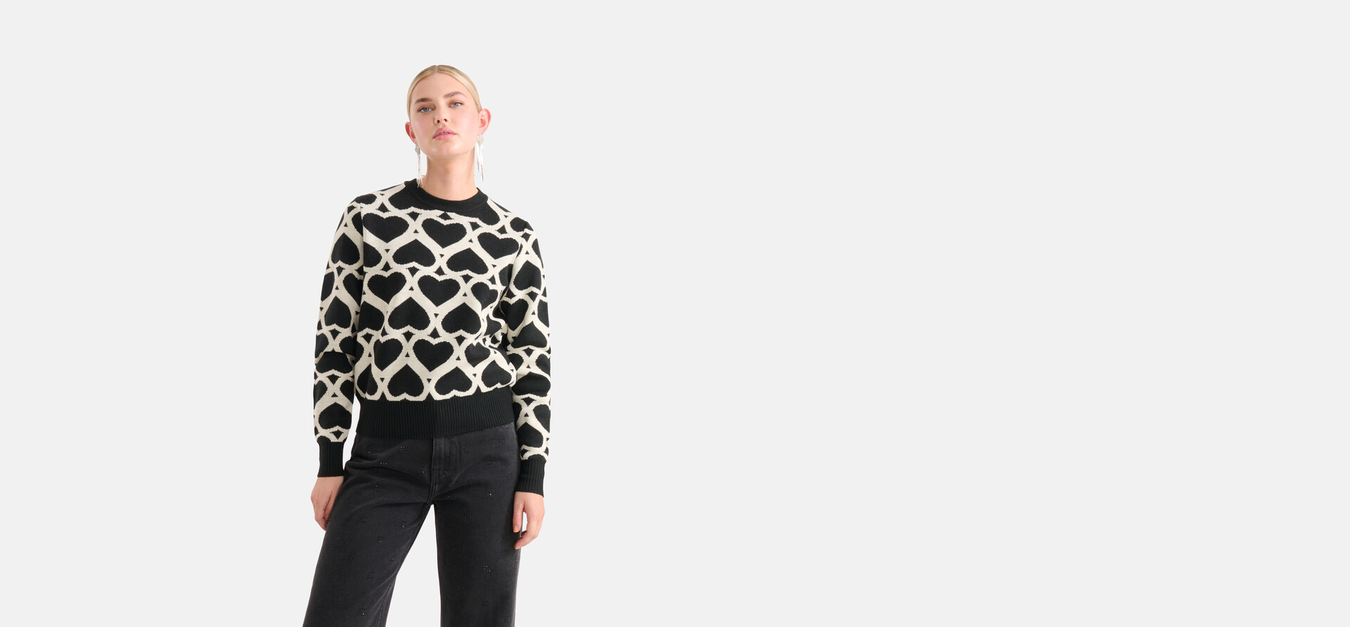 Bedruckter Jacquard-Pullover Schwarz SHOEBY WOMEN