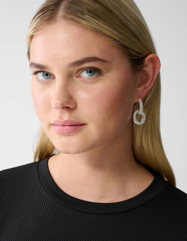 Ovale Ohrringe mit Strasssteinen in Silber SHOEBY ACCESSOIRES