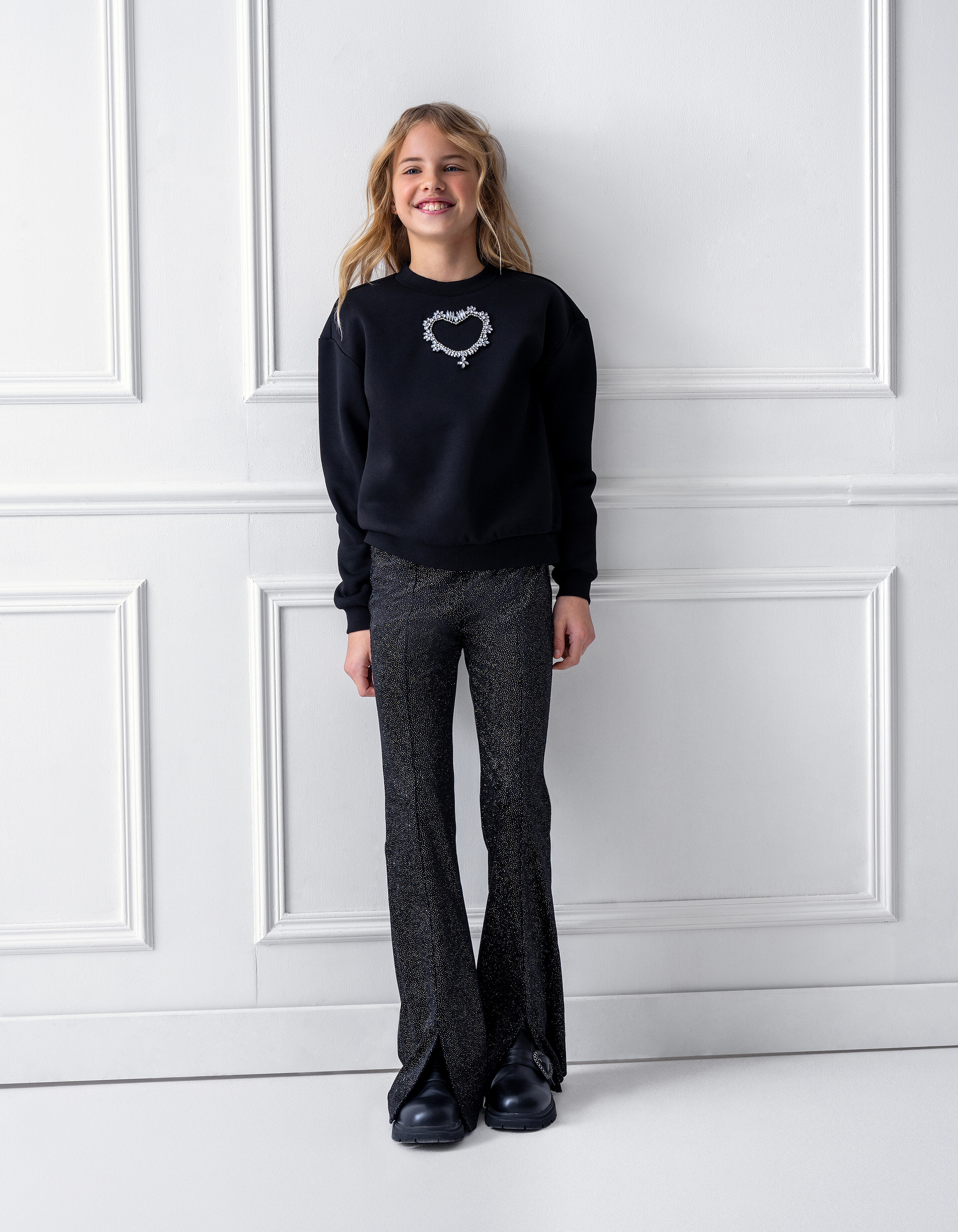 Strass Herz Pullover Schwarz SHOEBY GIRLS