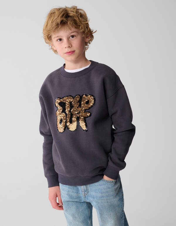 Zwei-Wege-Paillettenpullover Dunkelgrau SHOEBY BOYS