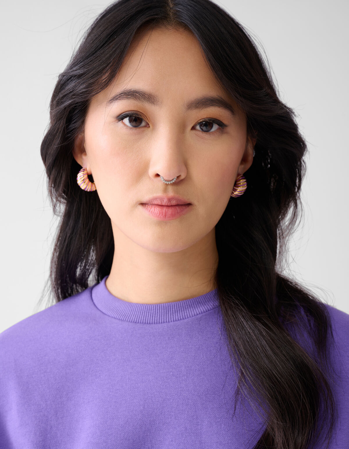 Gestreifte Reif-Ohrringe Gold SHOEBY ACCESSOIRES