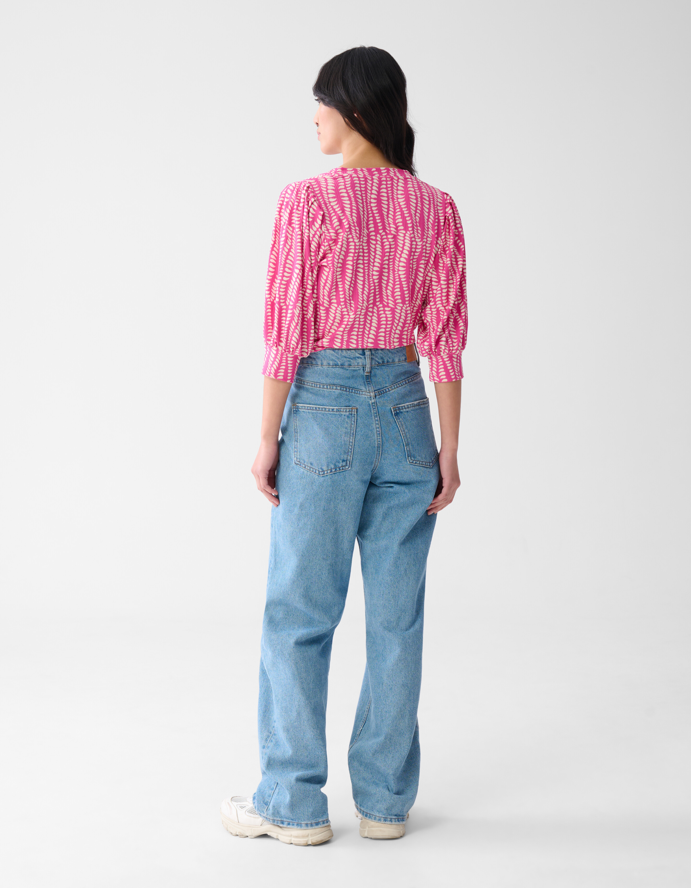 Bedrucktes Rippenjersey Top Rosa SHOEBY WOMEN