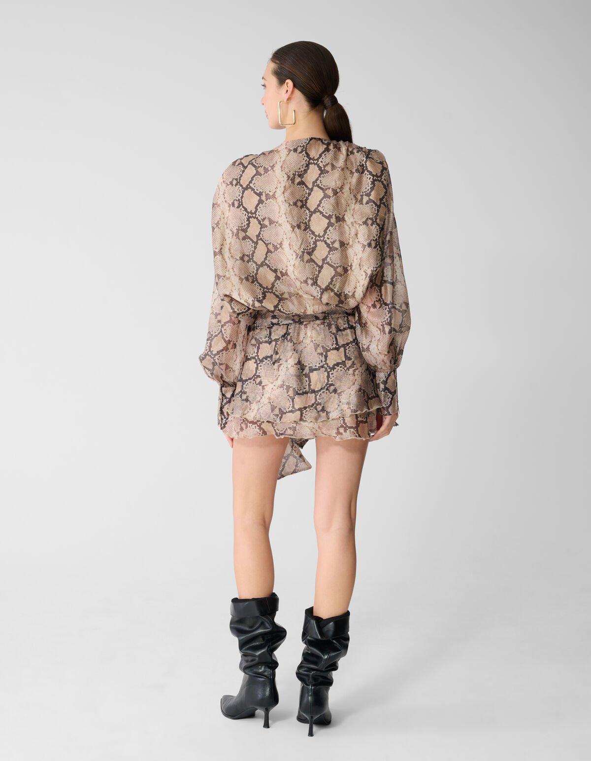 Schlange R&uuml;sche Mini Kleid Hellbraun SHOEBY WOMEN