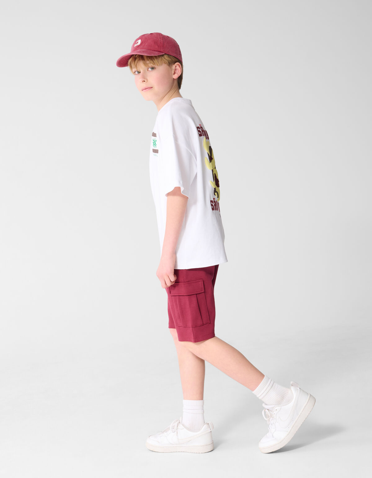 Cargo-Piqu&eacute;-Shorts Dunkelrot SHOEBY BOYS