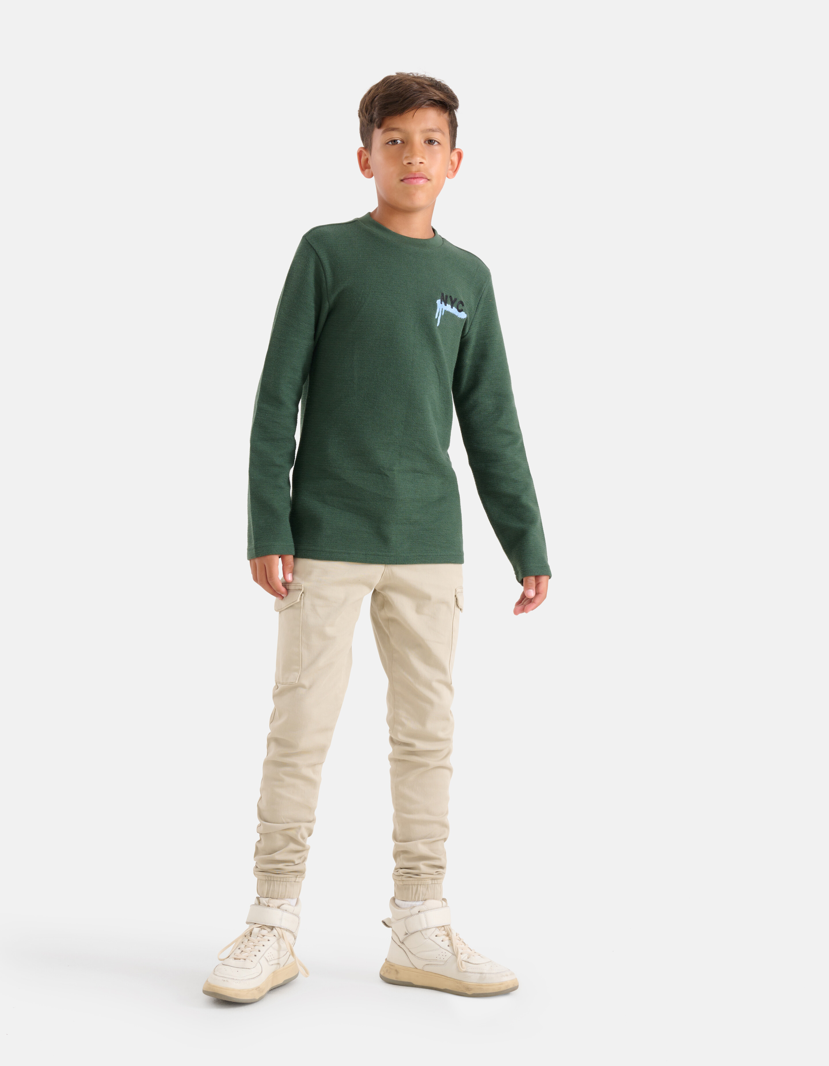 Struktur-Langarmhemd Dunkelgrün SHOEBY BOYS