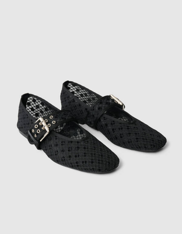 Polkadot Mesh Ballerinas Schwarz SCHOENEN SHOEBY