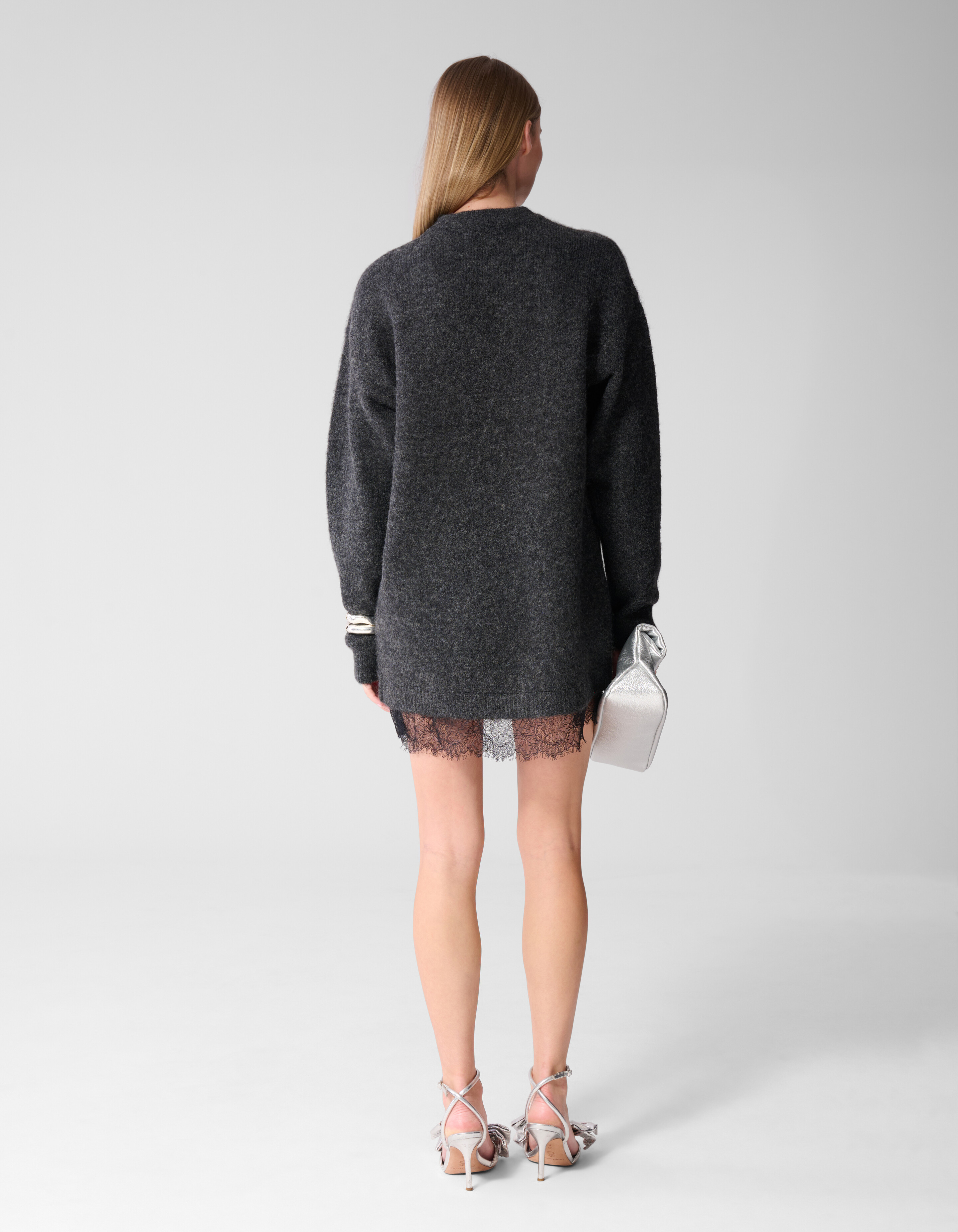 Lace Strickkleid Dunkelgrau SHOEBY WOMEN