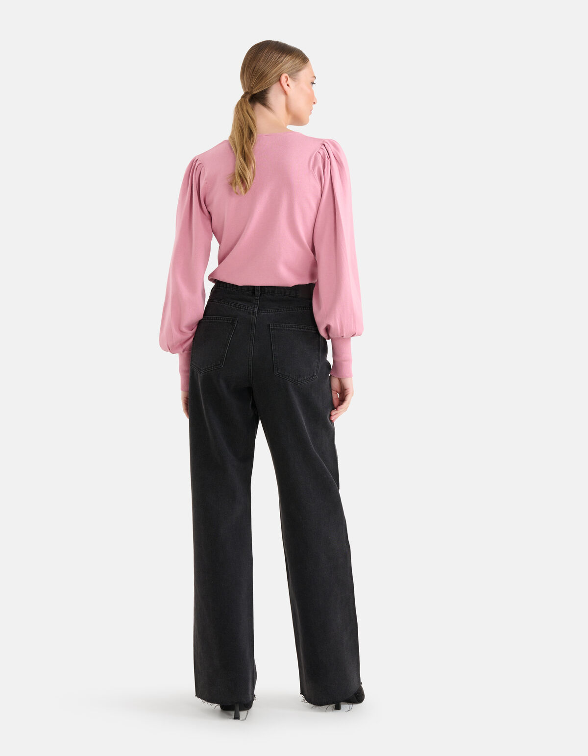 Gestrickter Pullover mit V-Ausschnitt Rosa SHOEBY WOMEN