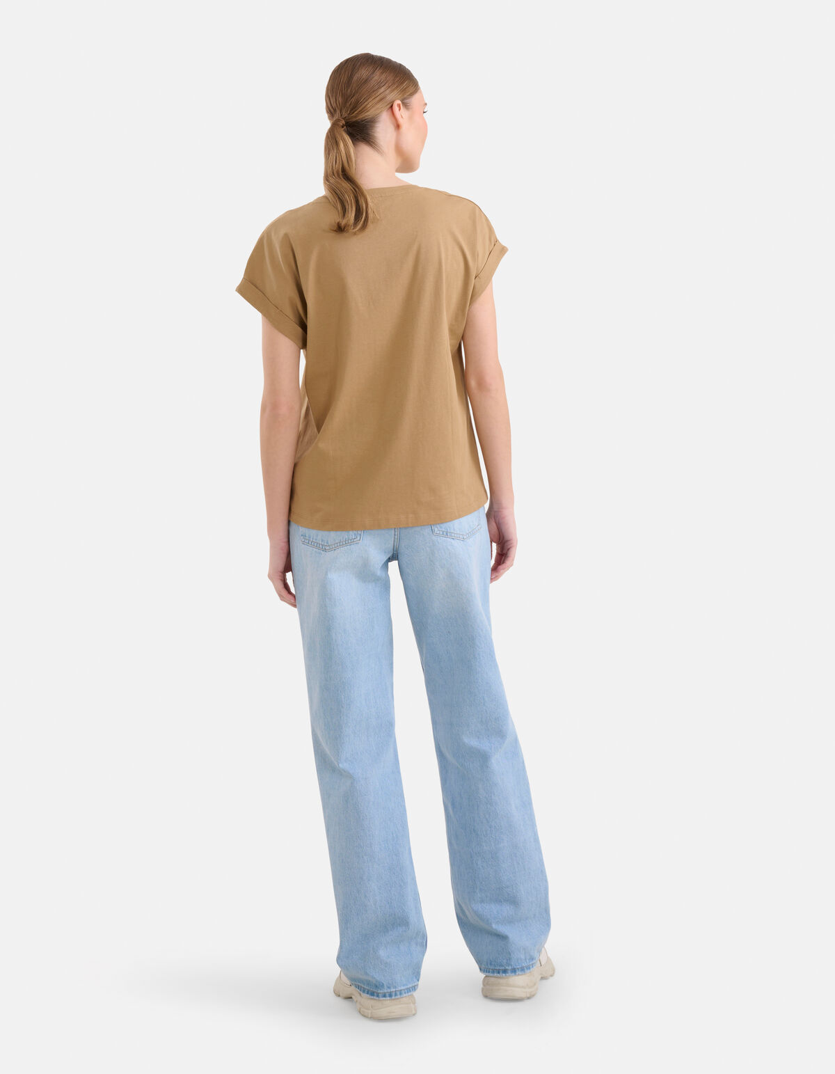 Crochet Tekst T-shirt Lichtbruin SHOEBY WOMEN