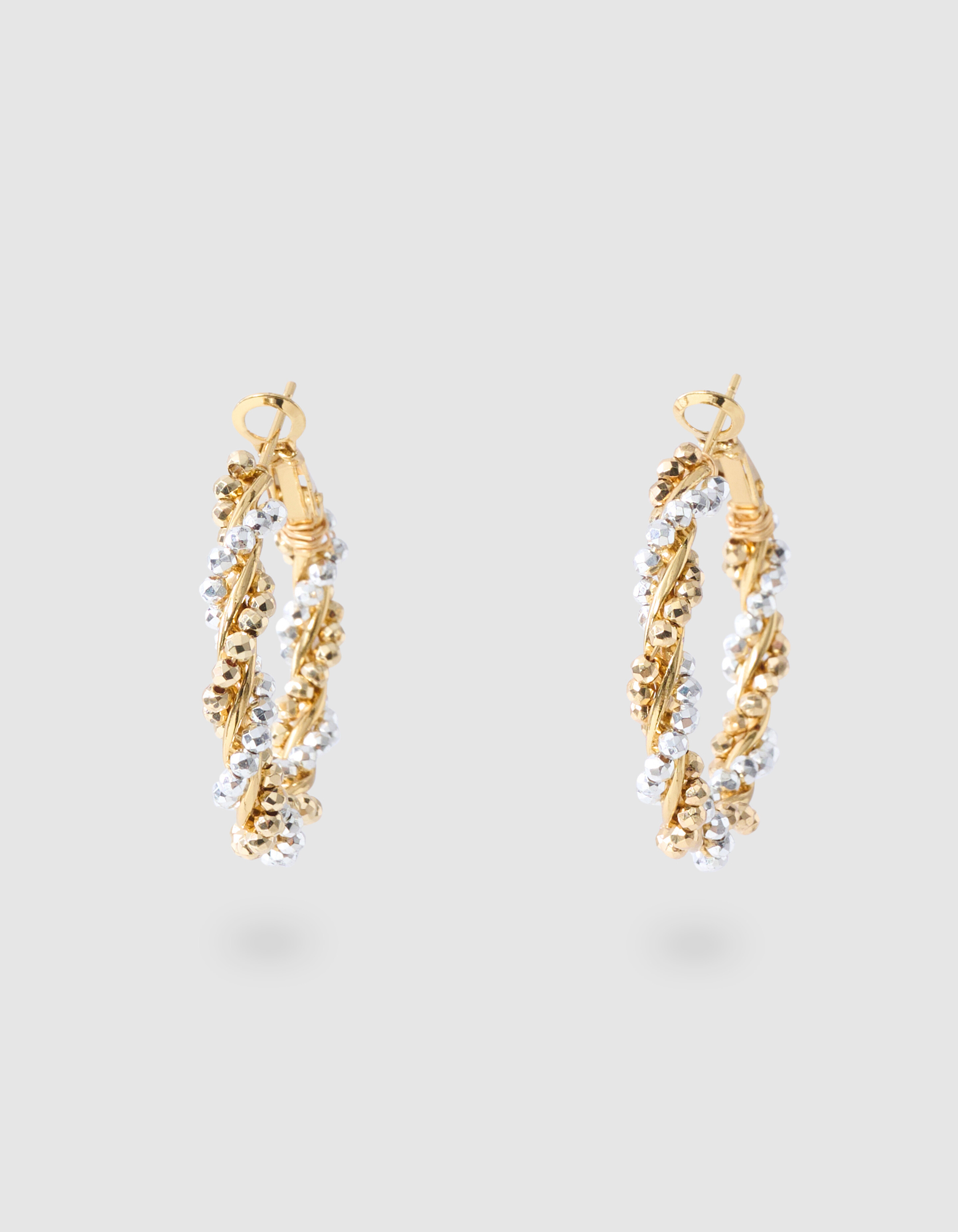 Gedrehte Perlenreifen-Ohrringe Gold SHOEBY ACCESSOIRES