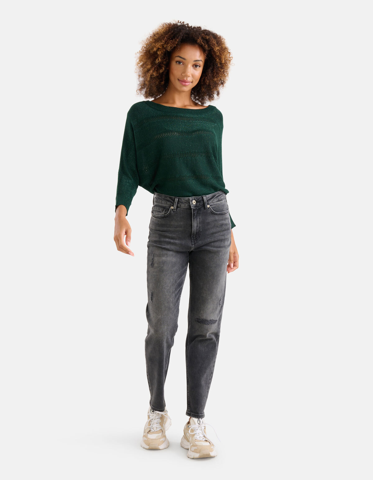 Glitzer Fledermaus-Ärmel Pullover Grün SHOEBY WOMEN