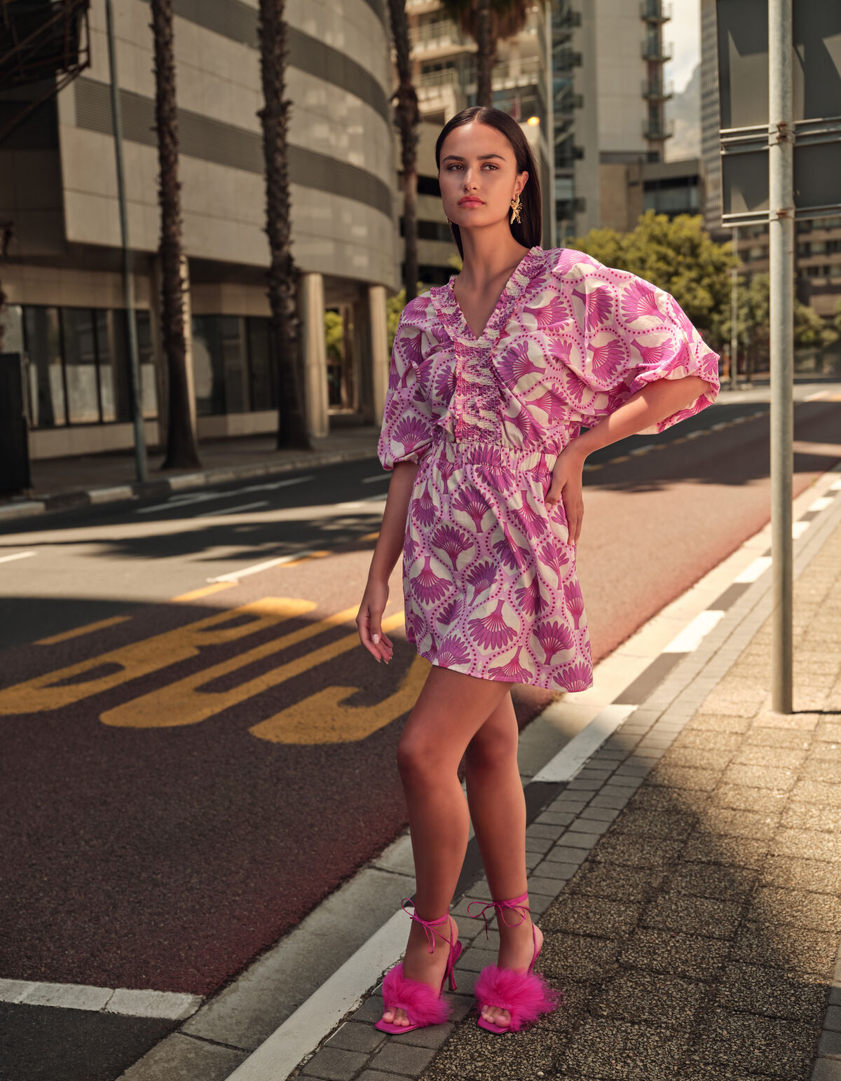 Bedruckte Mini Jurk Roze SHOEBY WOMEN