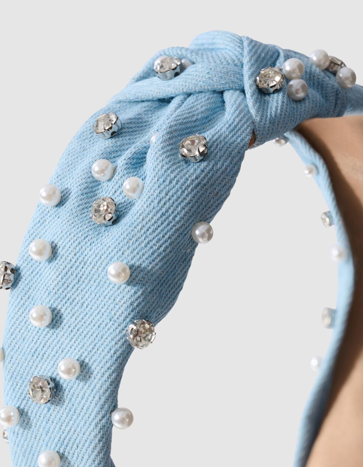 Embellished Denim Haarreif Blau SHOEBY ACCESSOIRES