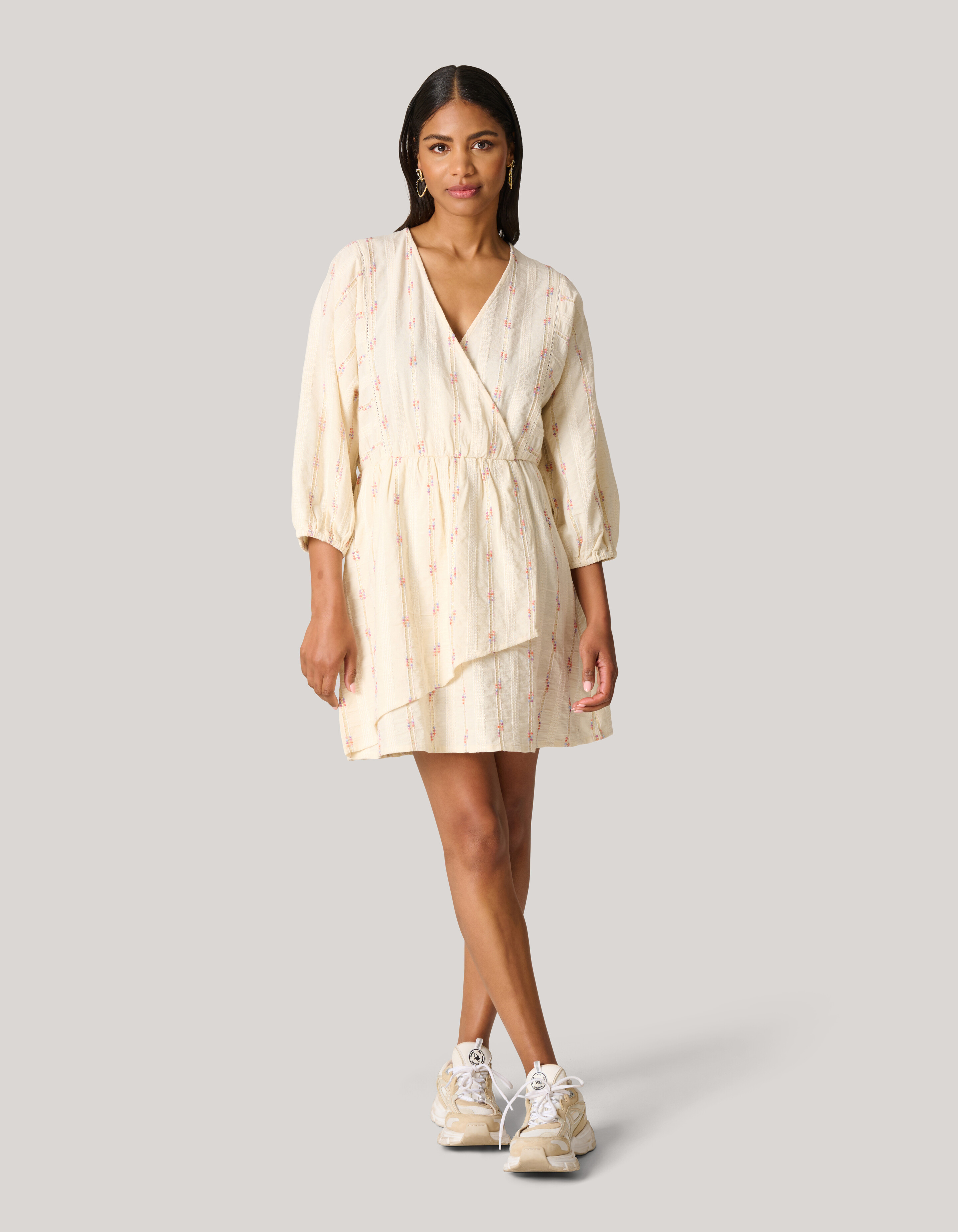 Jacquard Jurk Gebroken Wit SHOEBY WOMEN