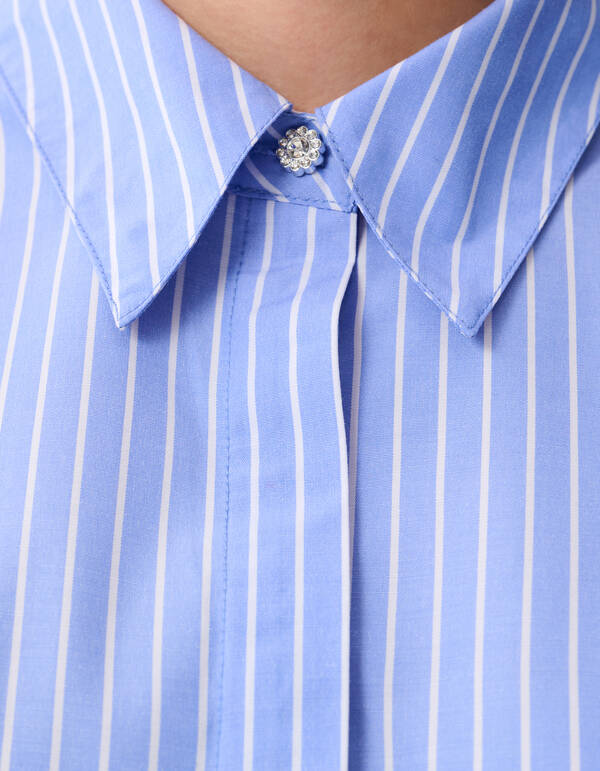 Übergroße Bluse mit Nadelstreifen Hellblau SHOEBY WOMEN