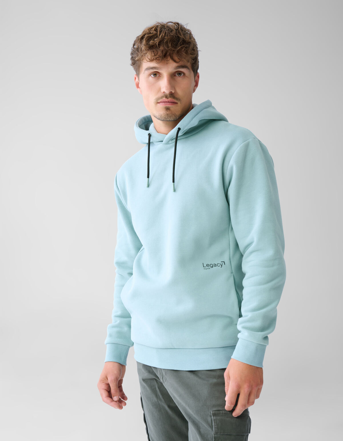 Kontrast-Kapuzenpullover Dunkelgrün SHOEBY MEN