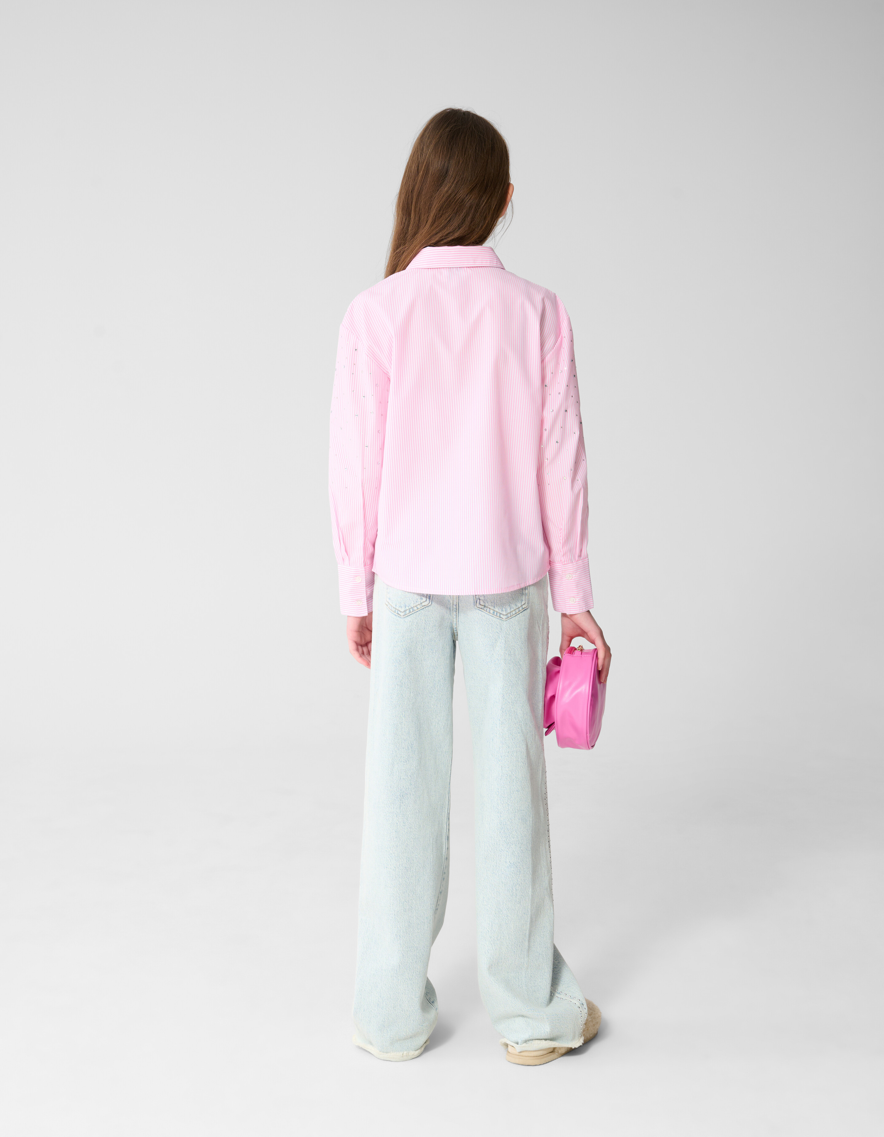 Pinstripe Strass Bluse Hellrosa SHOEBY GIRLS