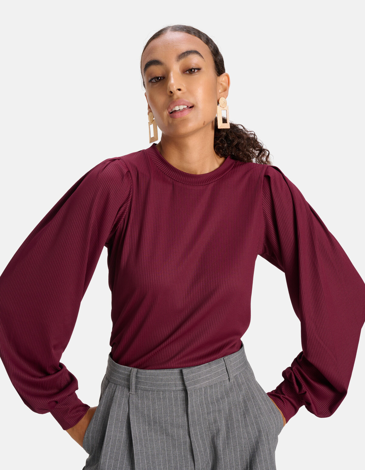 Langärmeliges T-Shirt Dunkelrot SHOEBY WOMEN