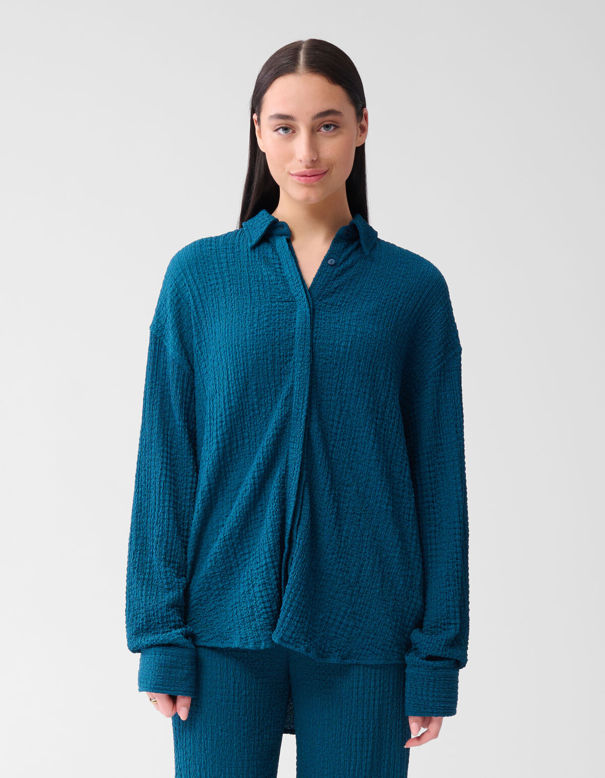 Crinkle-Bluse Dunkelblau SHOEBY WOMEN