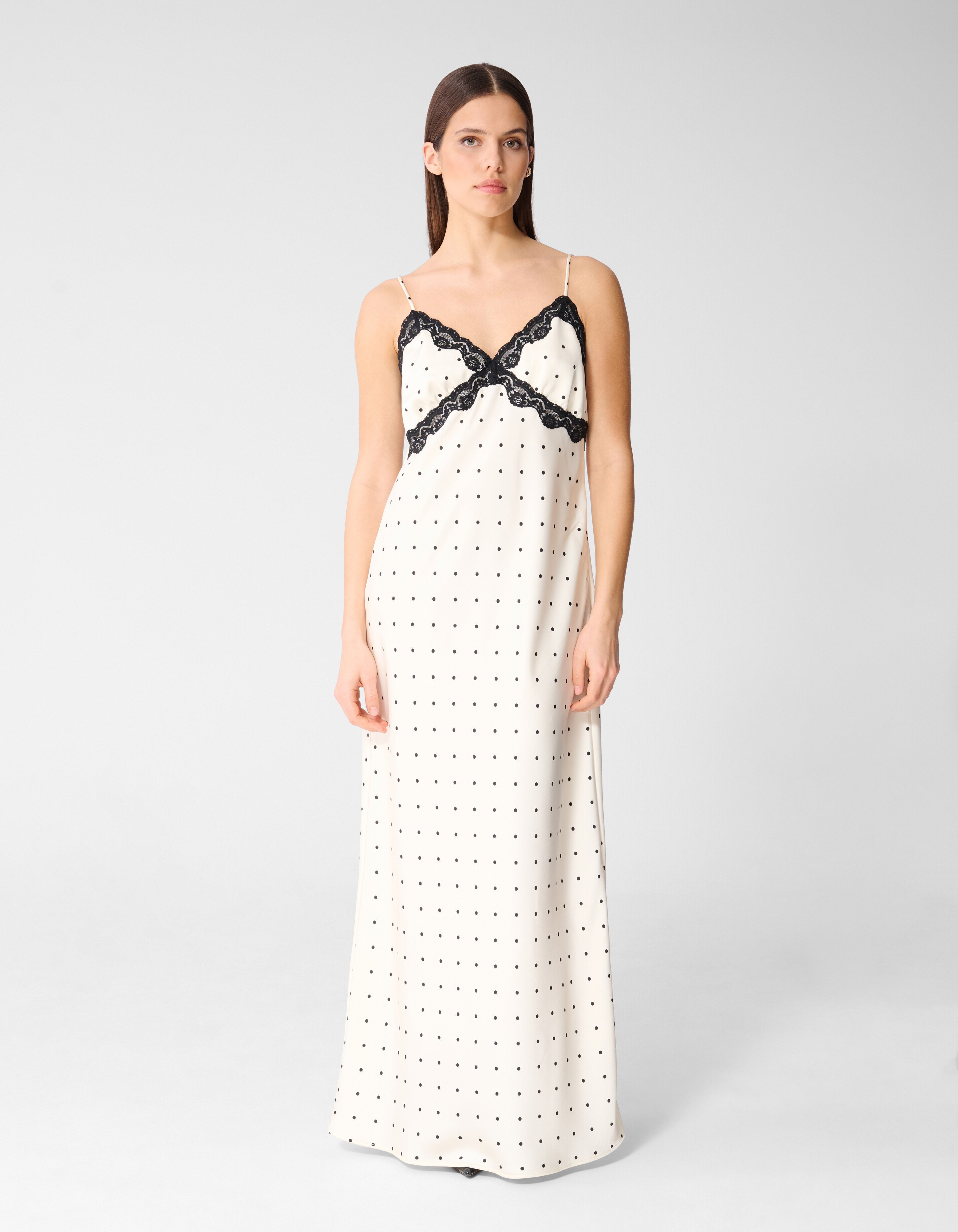 Polkadot Maxi Kleid Gebrochen Wei&szlig; Von Monica SHOEBY WOMEN