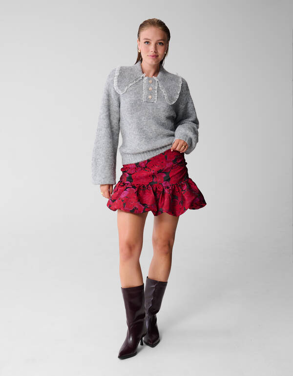 Collar Knit Pullover Hellgrau SHOEBY WOMEN