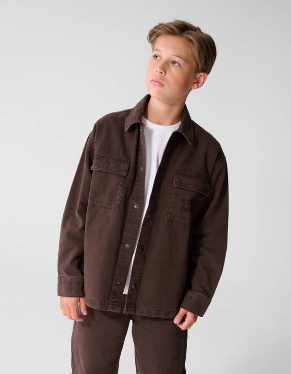 Oversized-Denim-Overshirt Dunkelbraun SHOEBY BOYS