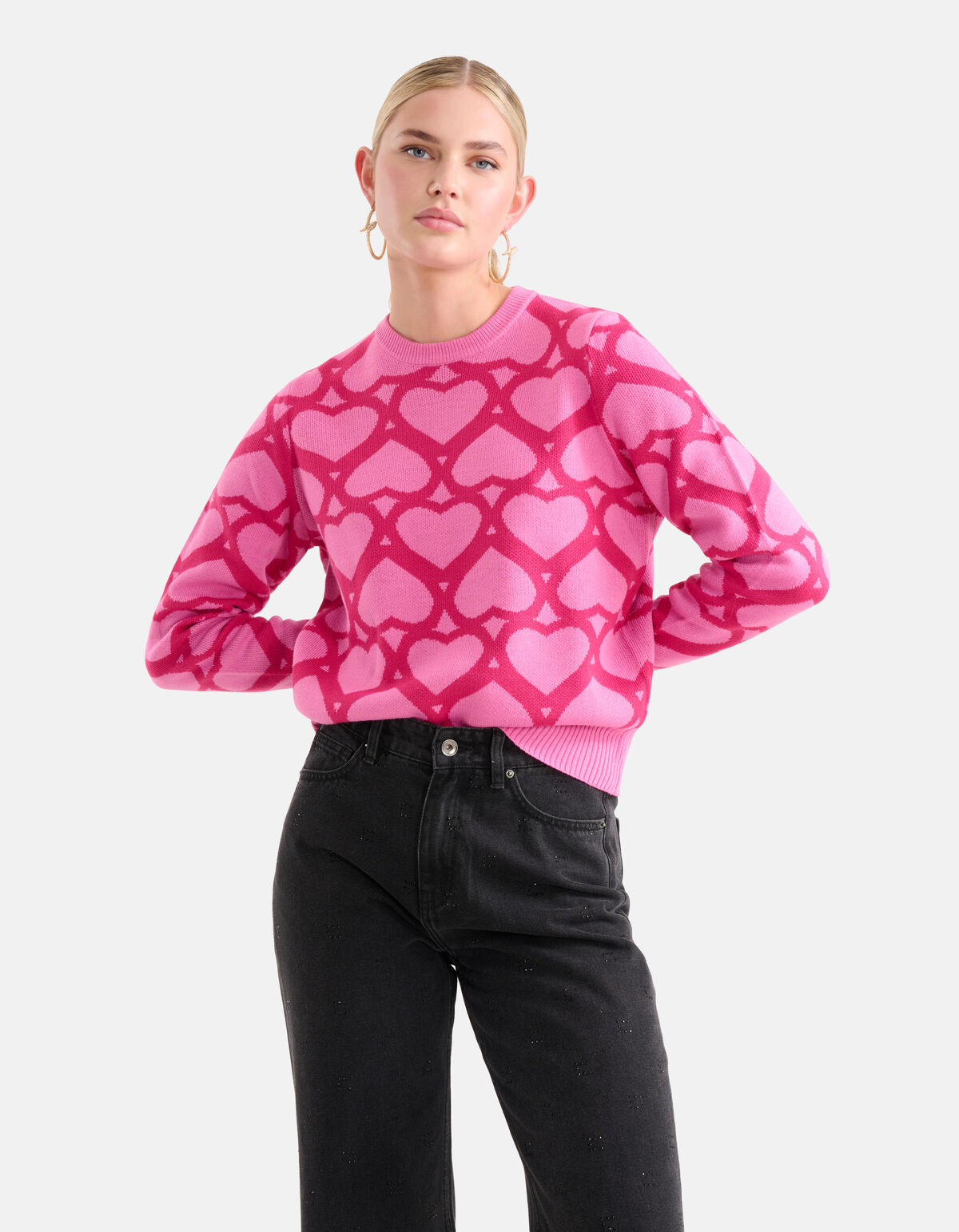 Bedruckter Jacquard-Pullover Rosa SHOEBY WOMEN