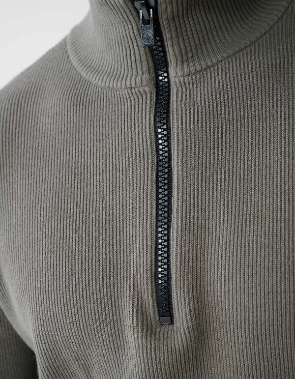 Strickpullover mit halbem Reißverschluss in Grün SHOEBY MEN