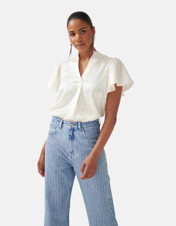 Jacquard-Rüschen-Bluse Off White von Fred SHOEBY WOMEN
