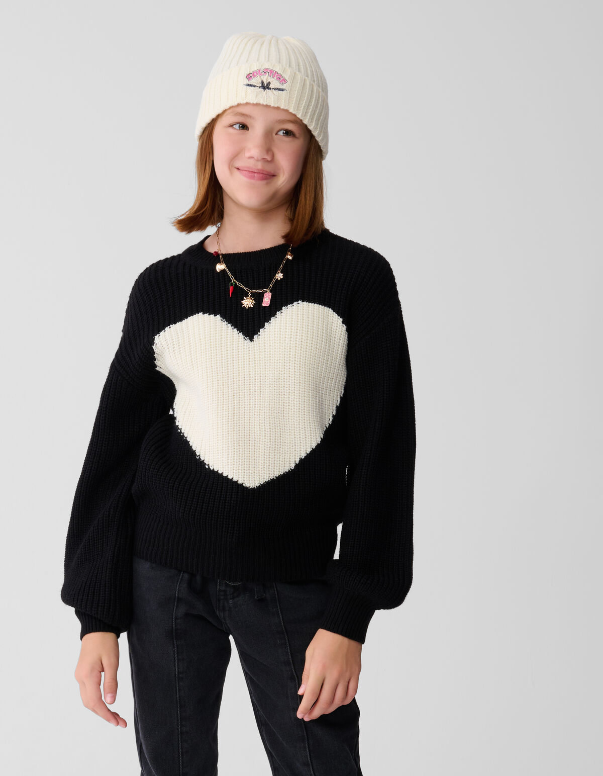 Pullover mit großem Herz SCHWARZ SHOEBY GIRLS