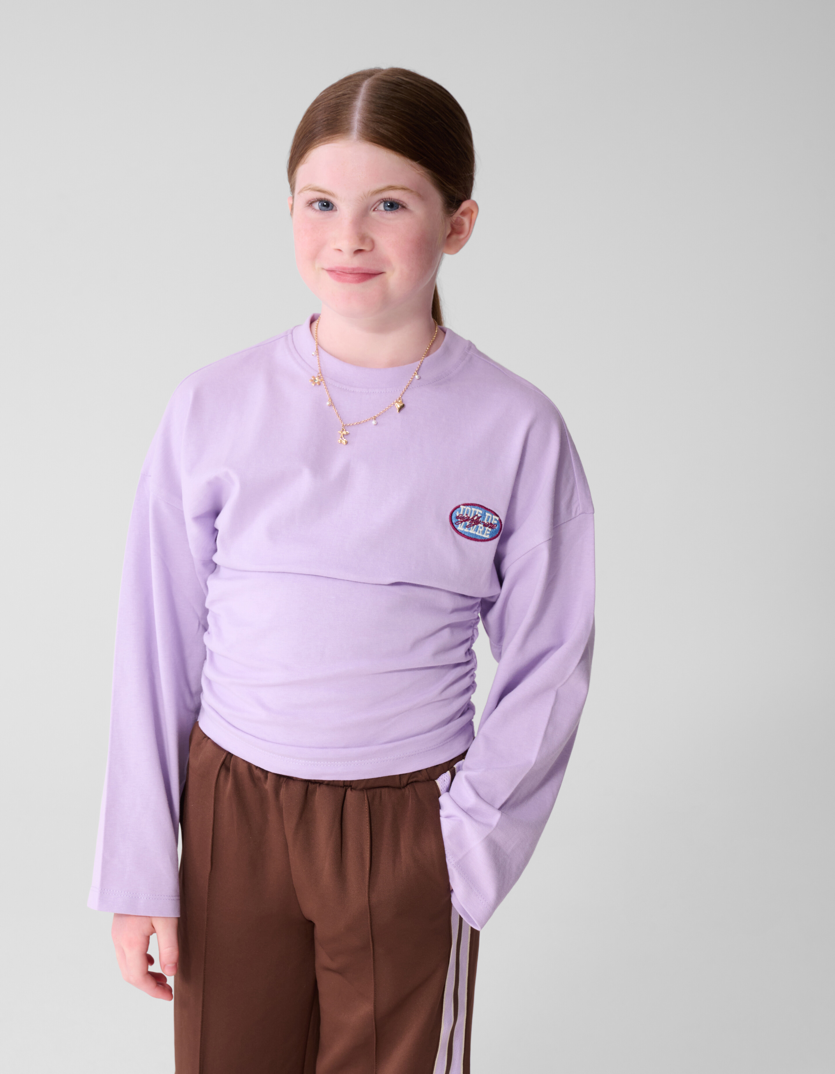 Lila Langarmshirt mit Raffungen SHOEBY GIRLS