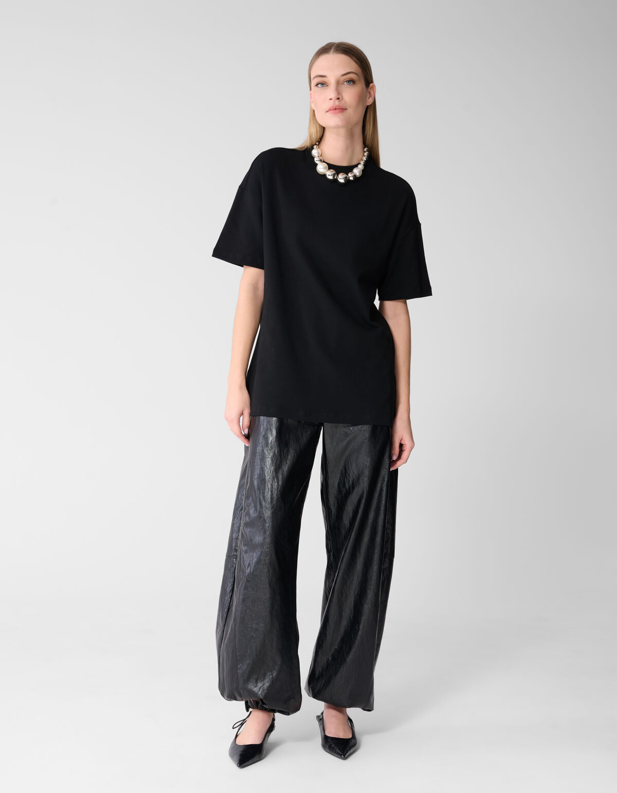 Basic-T-Shirt in &Uuml;bergr&ouml;&szlig;e Schwarz SHOEBY WOMEN