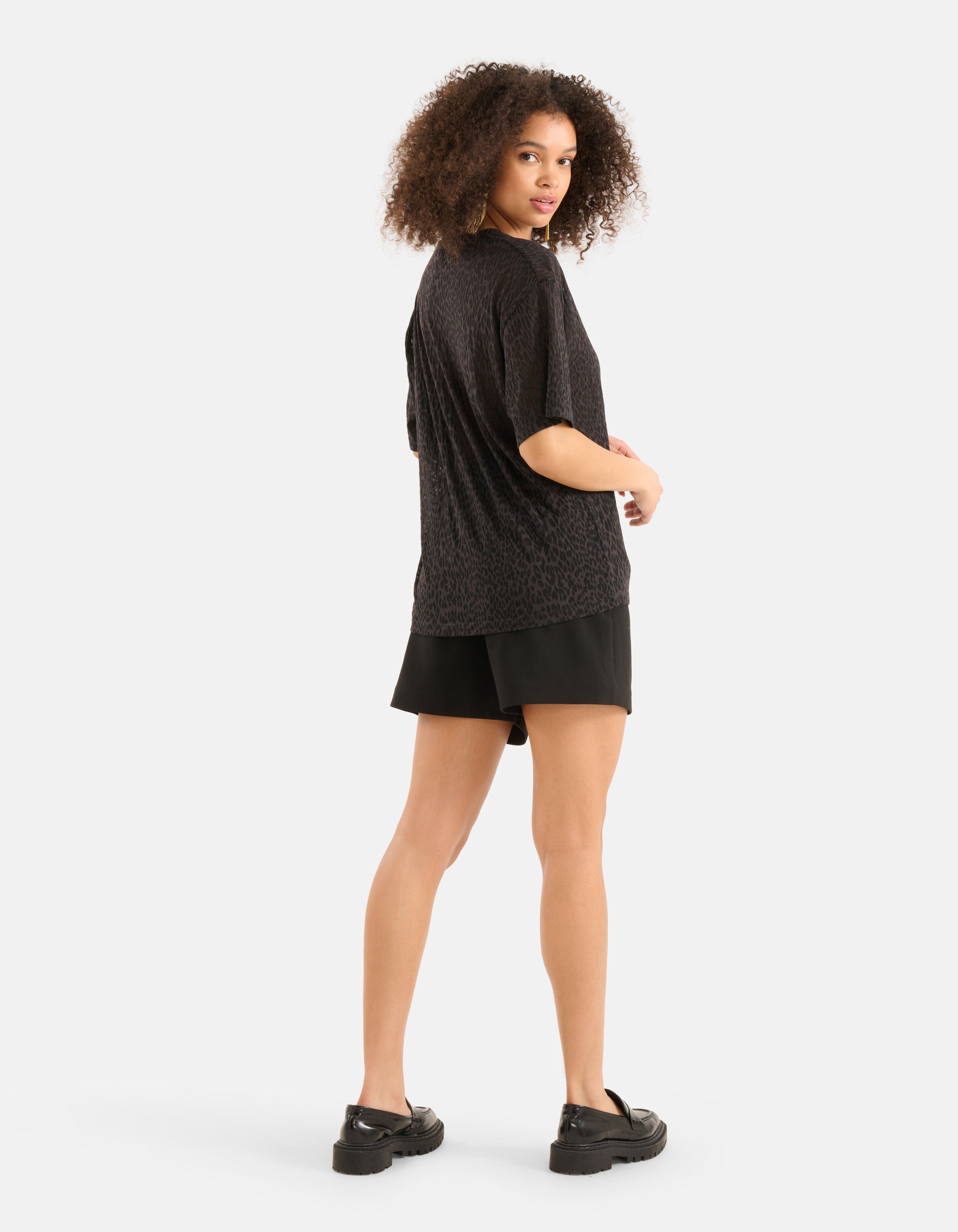 Leopard Burn Out T-shirt Schwarz SHOEBY WOMEN