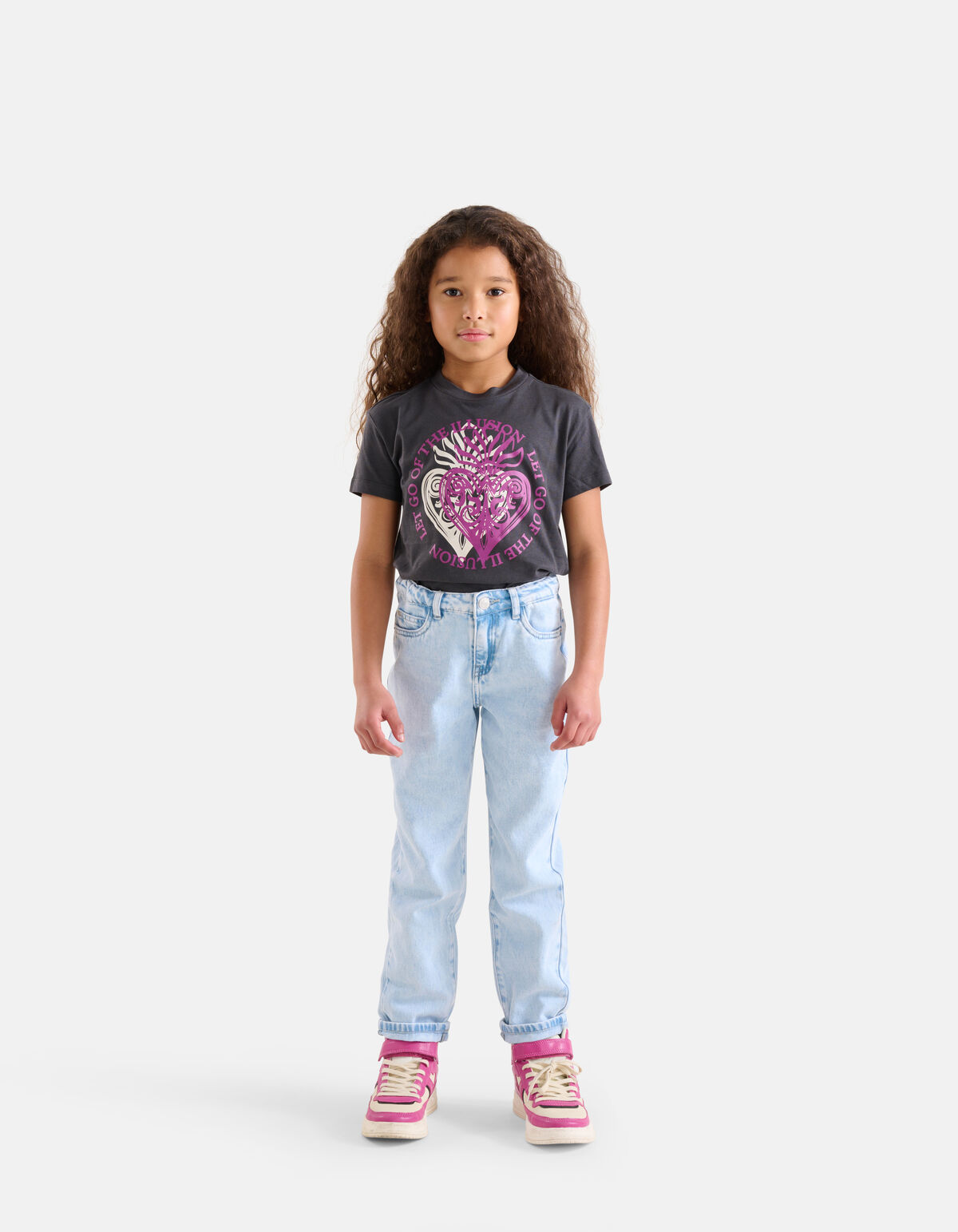 Bedrucktes T-Shirt in lockerer Passform Dunkelgrau SHOEBY GIRLS