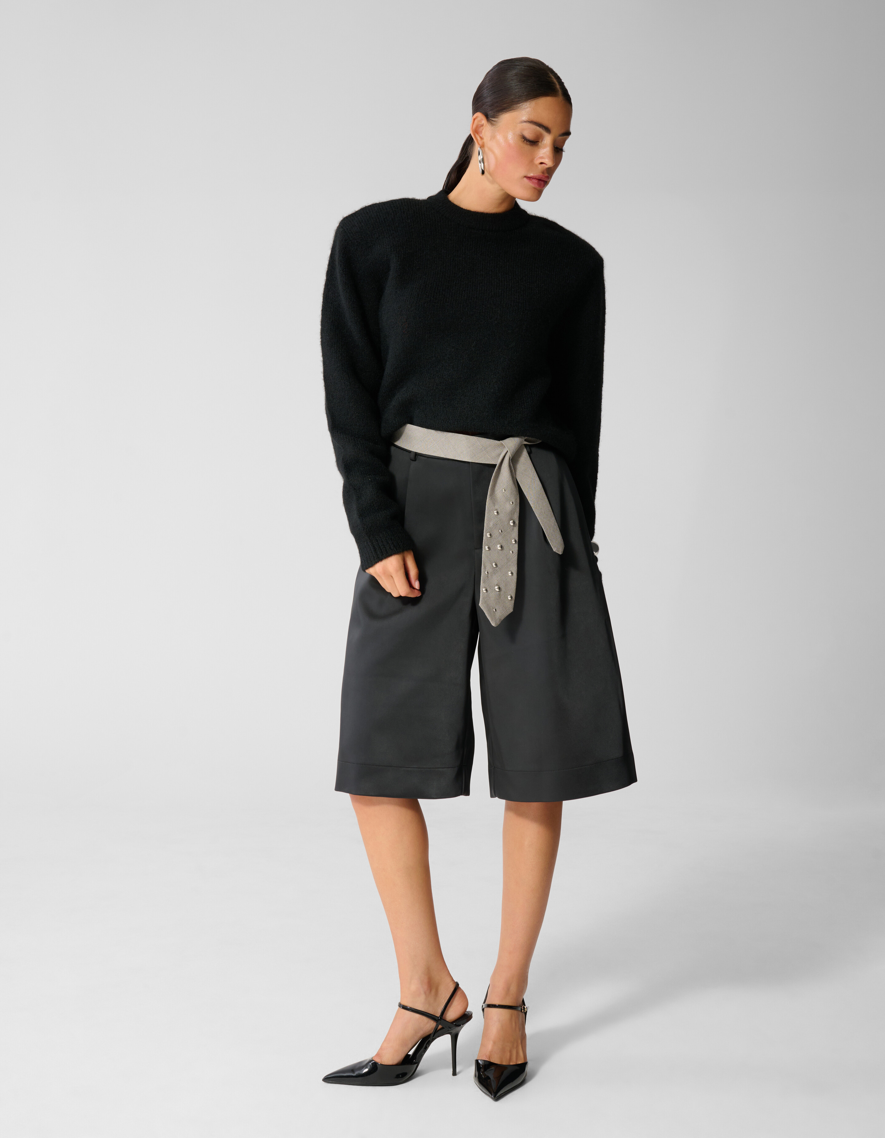 Shoulder Crew Strickpullover Schwarz SHOEBY WOMEN