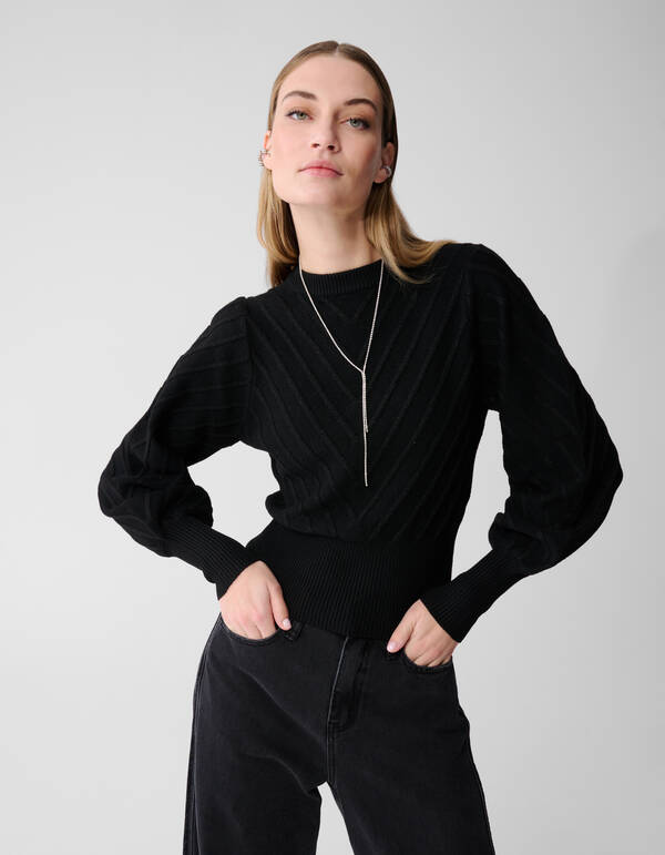 Schwarzer Glitzer-Strickpullover SHOEBY WOMEN