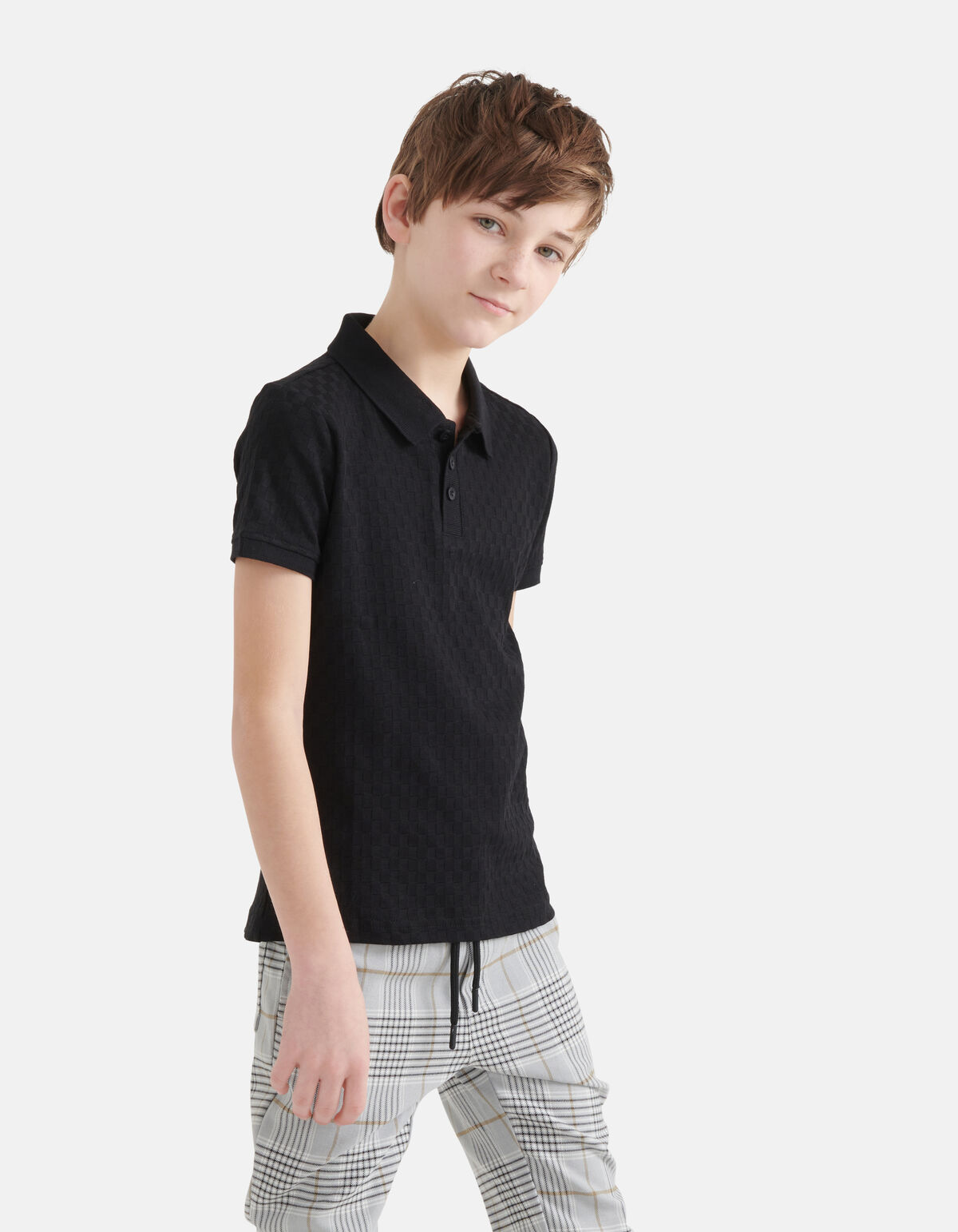 Blockstruktur-Polo Schwarz SHOEBY BOYS