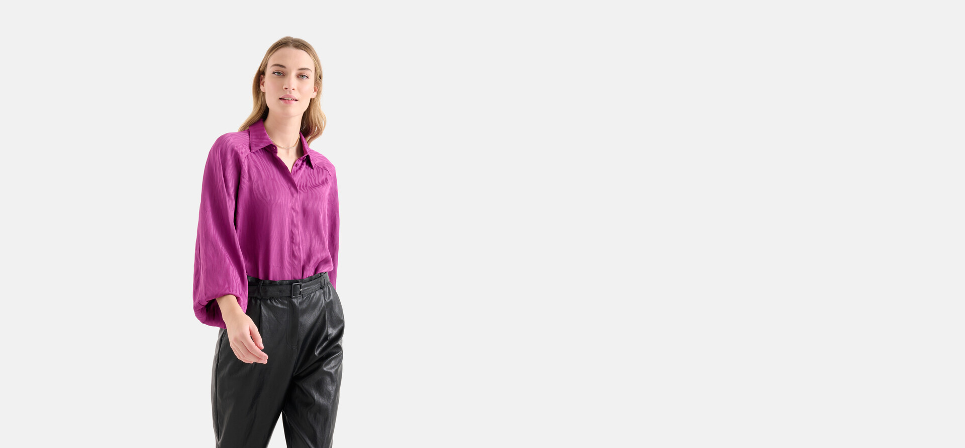 Entspannte Jacquard-Bluse Dunkelrosa SHOEBY WOMEN