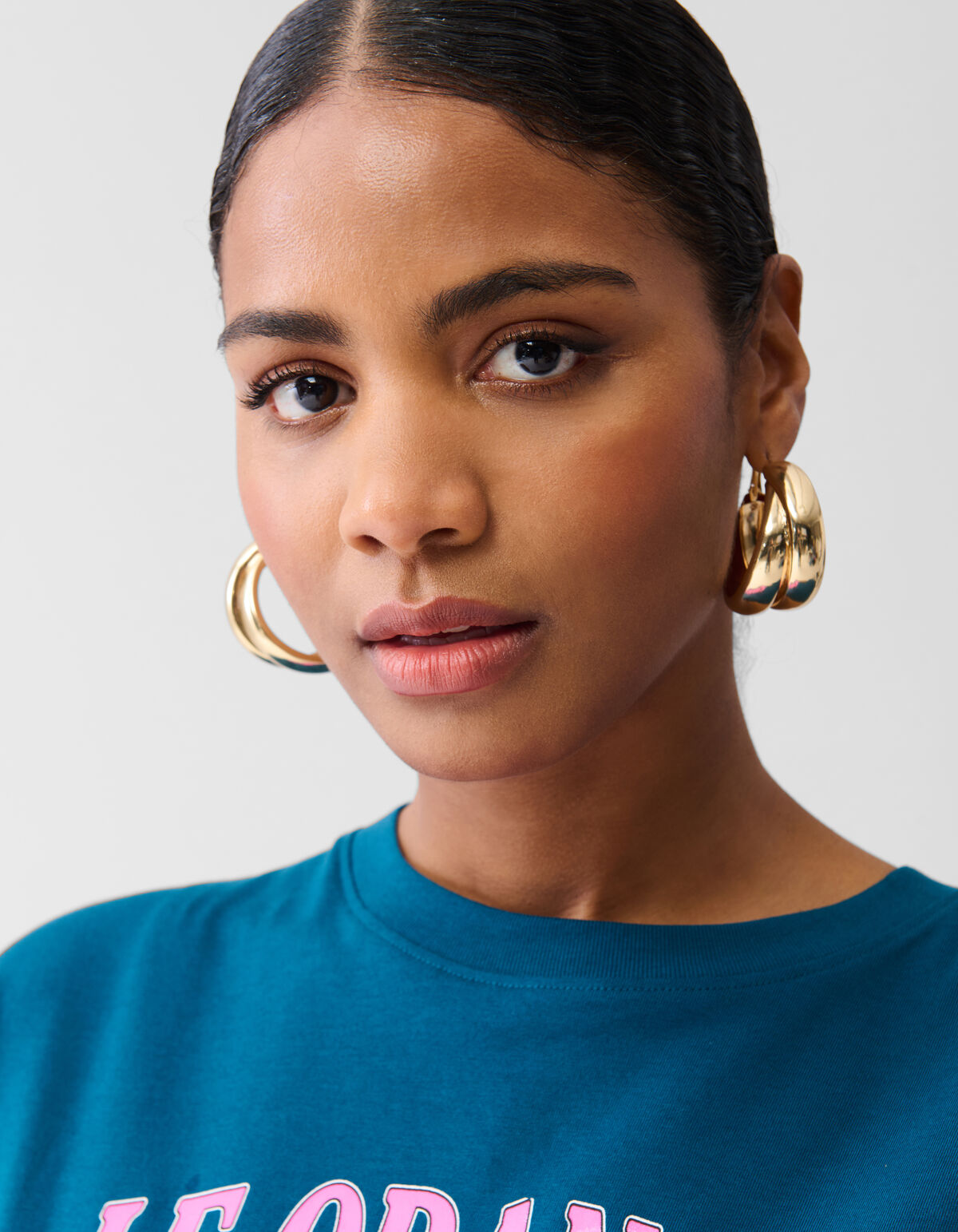 Orangefarbenes Kunstwerk-T-Shirt Blau SHOEBY WOMEN