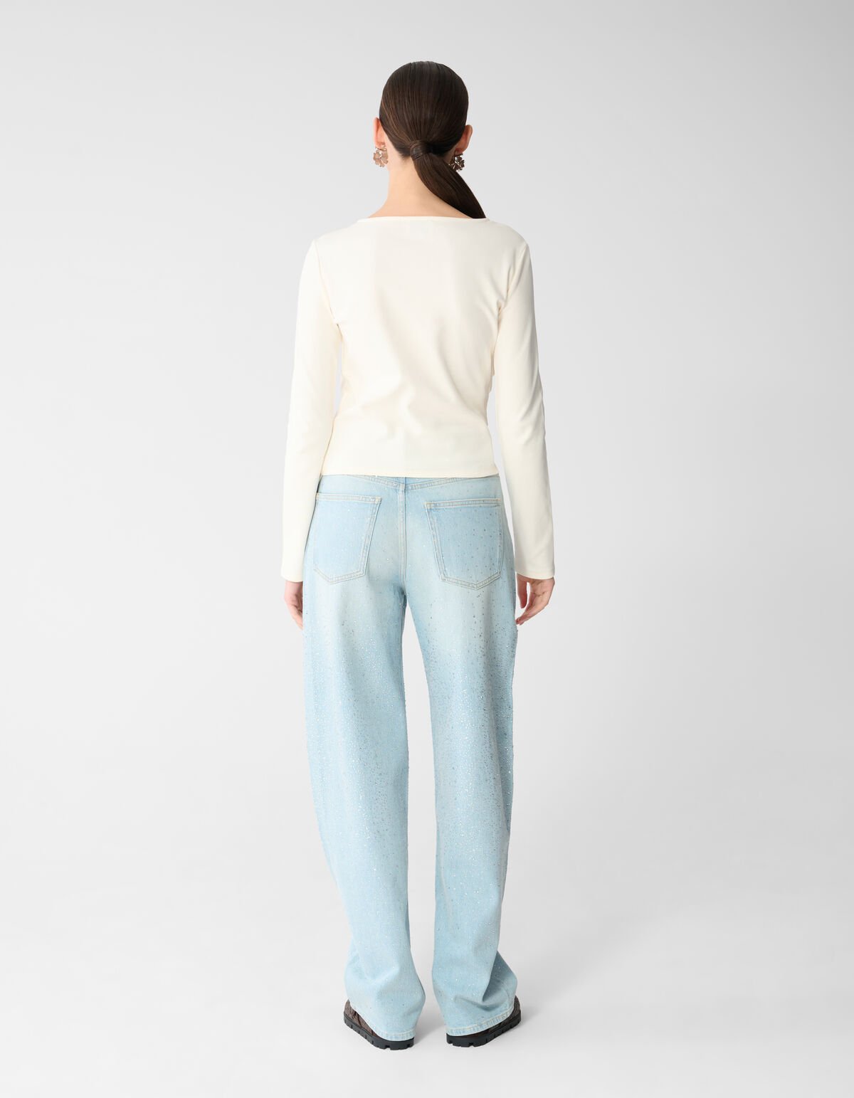 Drape Longsleeve Top Gebroken Wit SHOEBY WOMEN