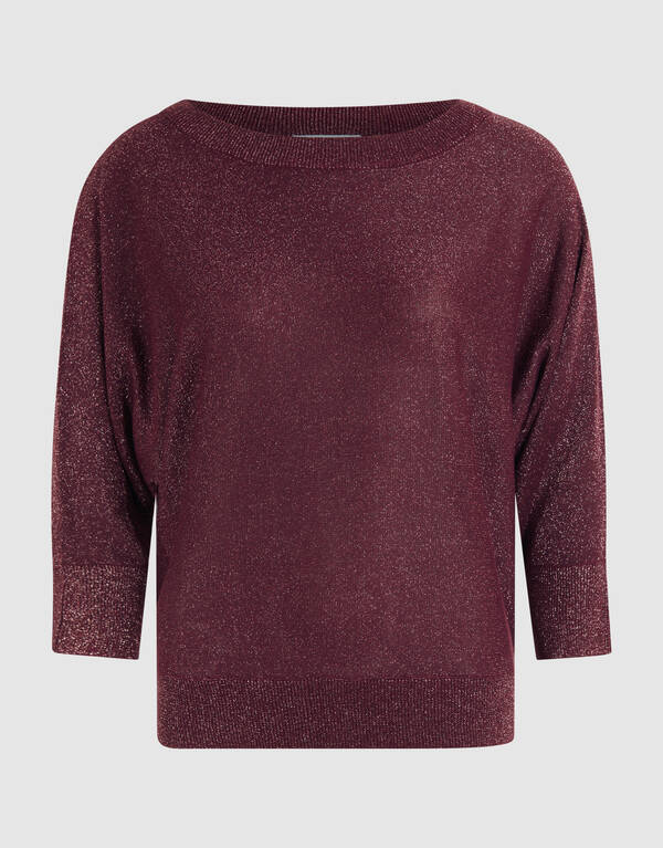 .Glitzer Fledermaus-Pullover Dunkelrot SHOEBY WOMEN