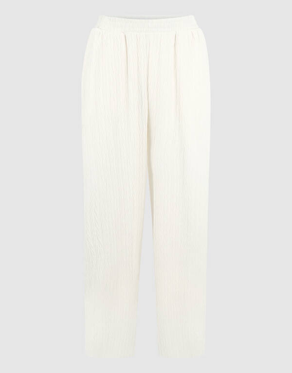 Crinkle Hose mit weitem Bein Off White SHOEBY WOMEN