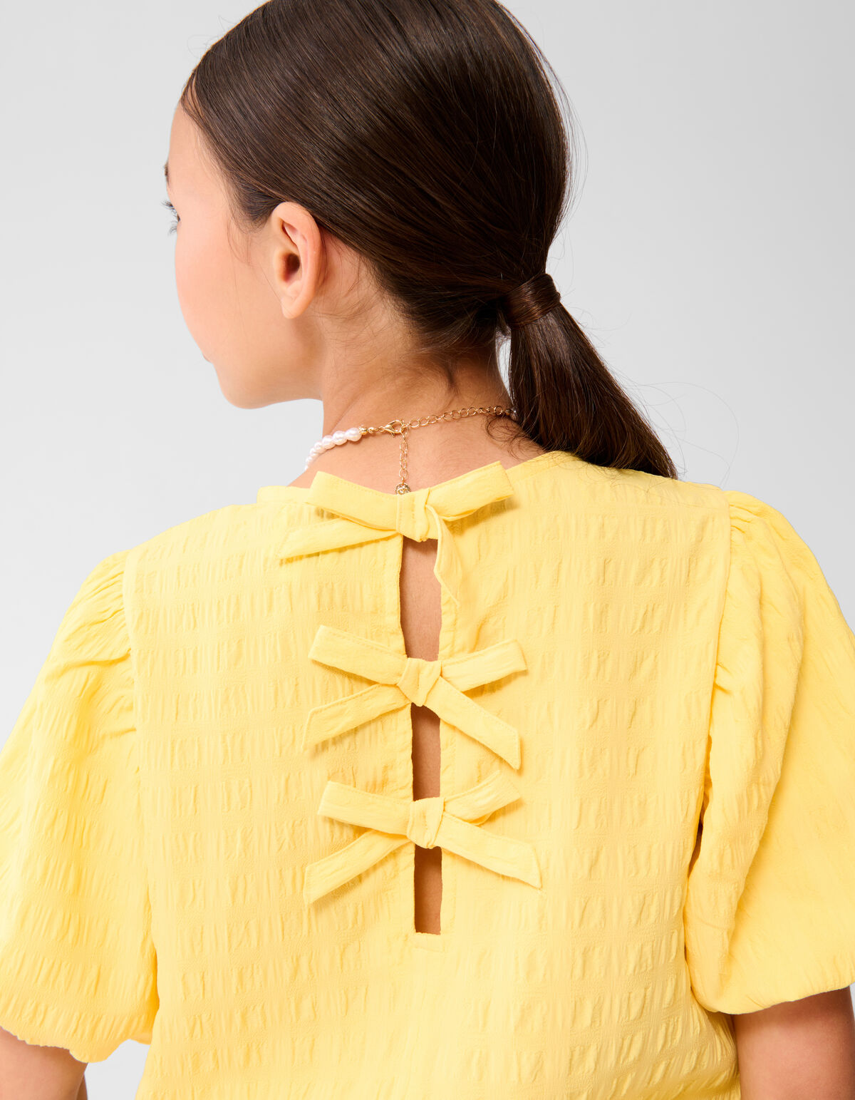 Crinkle Bow Top Hellgelb SHOEBY GIRLS