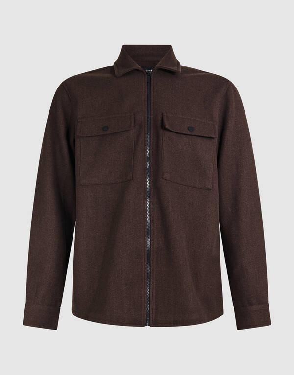 Soft Zip Overshirt Dunkelbraun SHOEBY MEN
