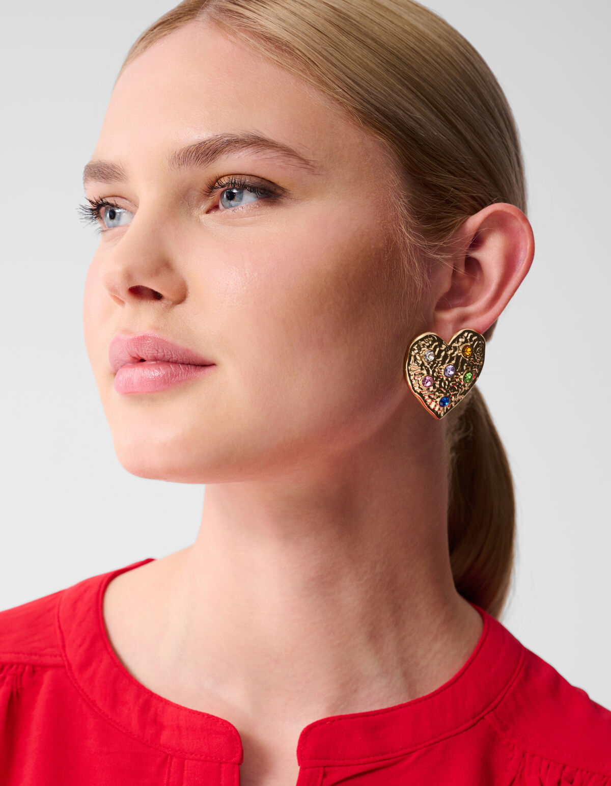 Strass Herz Ohrringe Gold SHOEBY ACCESSOIRES