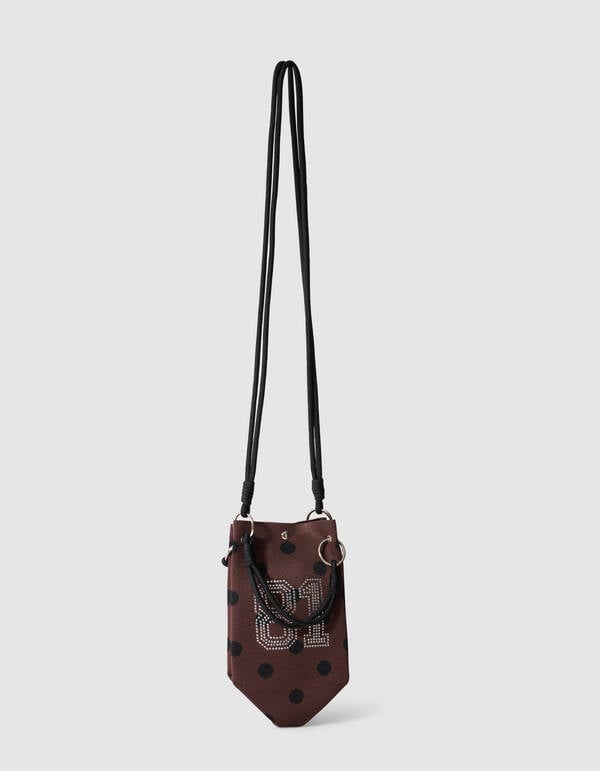 Gestrickte Tasche Mit Zahl Und Punkten Braun SHOEBY ACCESSOIRES